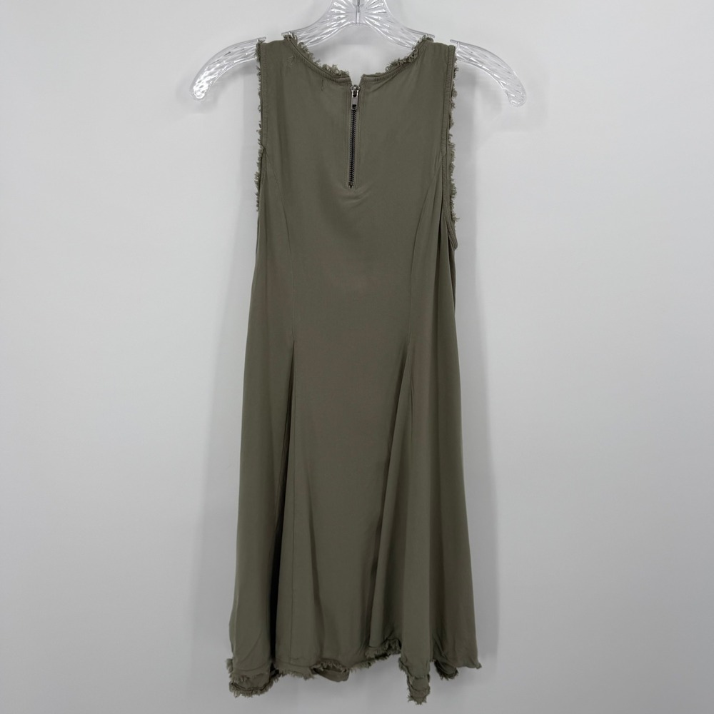 Altar d State‎ Olive Green Frayed Hem Zipper Front Dress XS - Picture 4 of 5